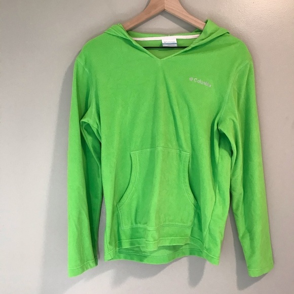 GUC Columbia Lime Green Fleece Hoodie Size Small - Picture 1 of 10
